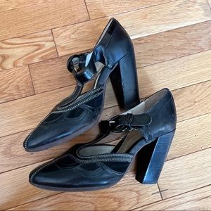 John Fluevog Sigourney Blind Faith Hi, black, t-strap, size 38